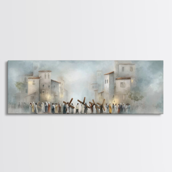 City Of Redemption – Framed Canvas Print – Christian Wall Art – Panoramic Wall Art – Christian Art Canvas – Subtle Christian Art