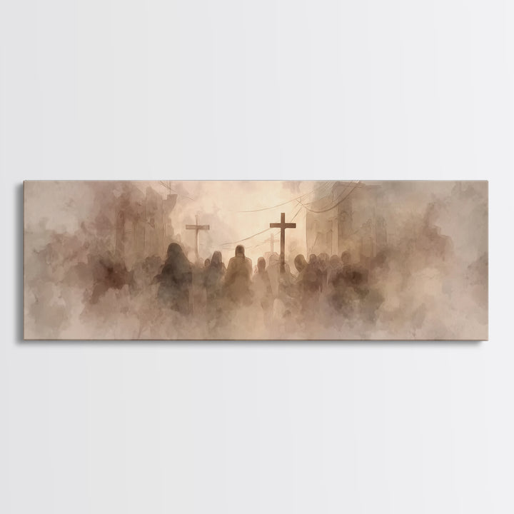 Dust Of Calvary | Framed Canvas Print | Christian Wall Art | Panoramic Art | Moody Christian Art | Christian Art Canvas