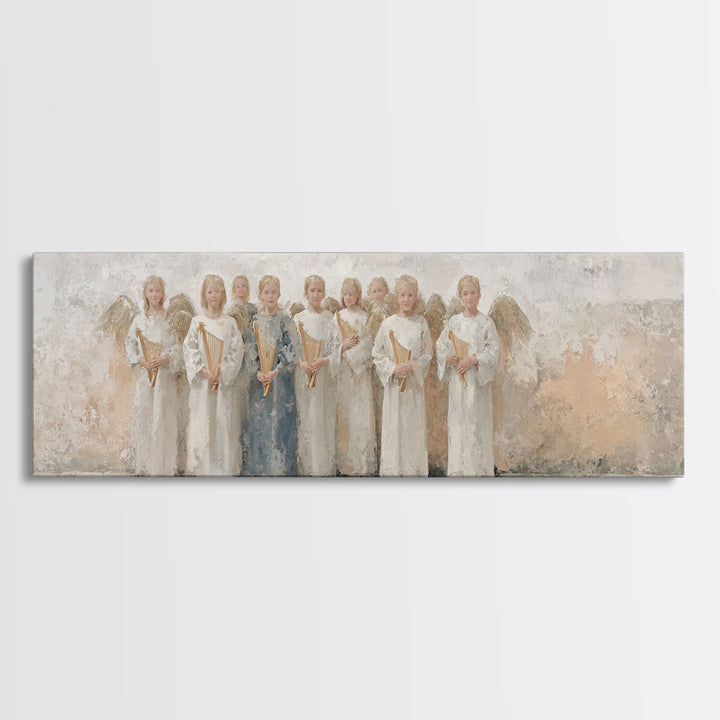 Heaven’s Gentle Choir – Framed Canvas Print – Christian Wall Art – Panoramic Art – Christian Art Canvas – Christmas Art Prints