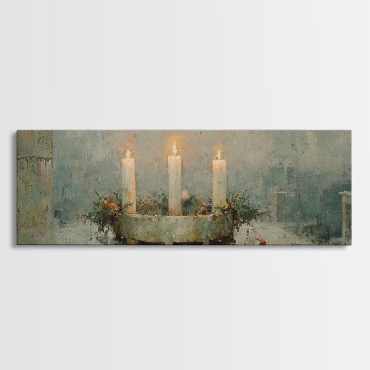 Advent Light | Framed Canvas Print | Panoramic Painting | Christian Wall Art | Christian Art Canvas | Christian Christmas Art