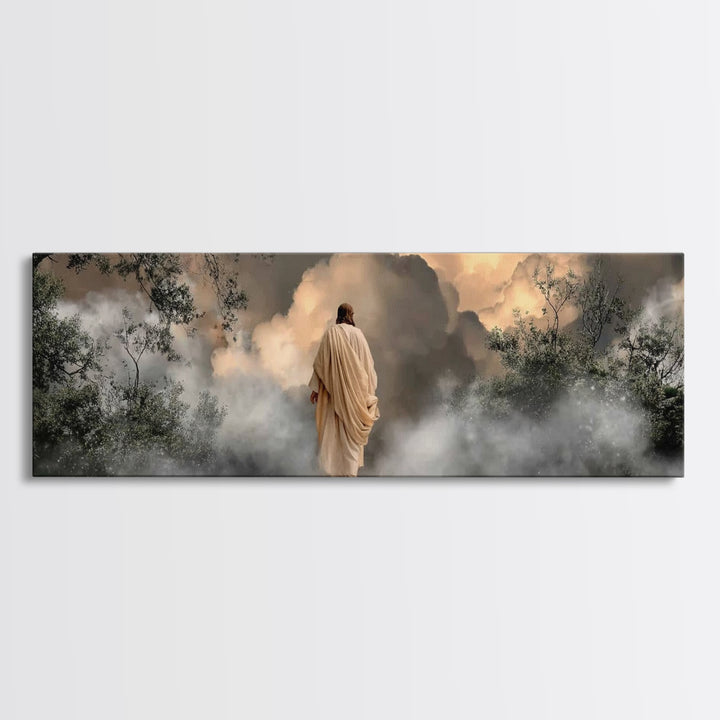 Holy Path Wonder, Framed Canvas Print, Jesus Wall Art, Christian Art Canvas, Modern Christian Art, Panoramic Wall Art, Christian Painting
