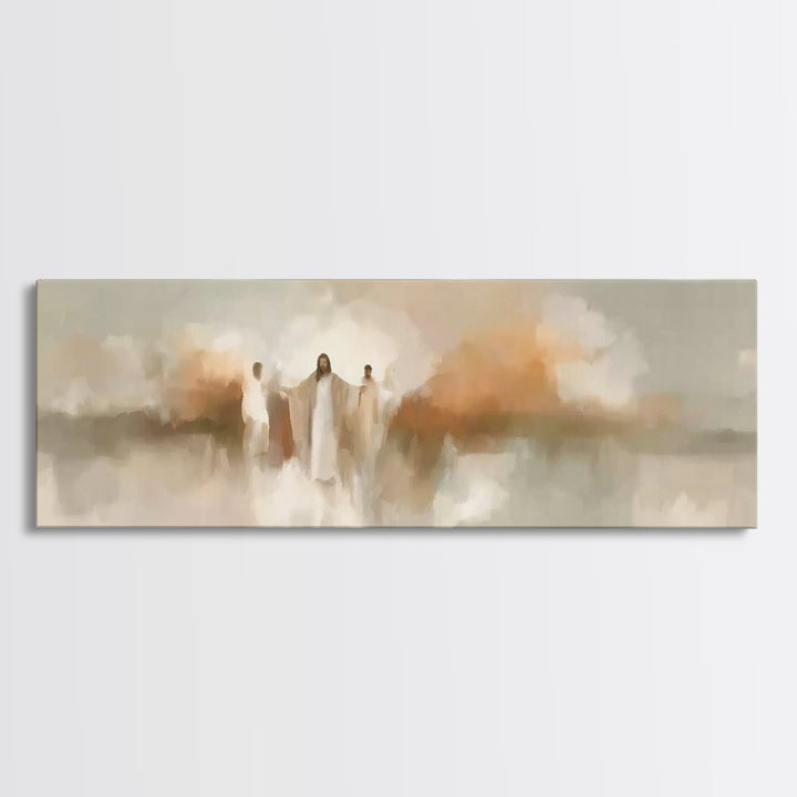 Sacred Gathering Light – Framed Canvas Print – Christian Art Canvas – Modern Christian Painting – Panoramic Art – Christian Wall Art – Chri