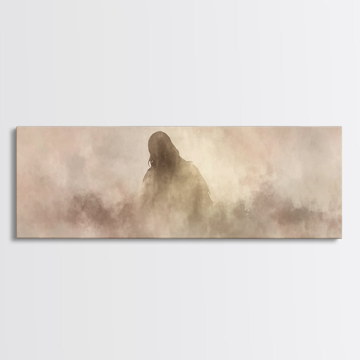 Veil Of Presence – Framed Canvas Print – Christian Art – Minimalist Christian Art – Subtle Christian Paintings – Panoramic Art – Christian