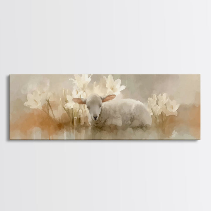 Lily Field Calm – Framed Canvas Print – Christian Art – Subtle Christian Paintings – Christian Art Canvas – Panoramic Print – Christian Wal