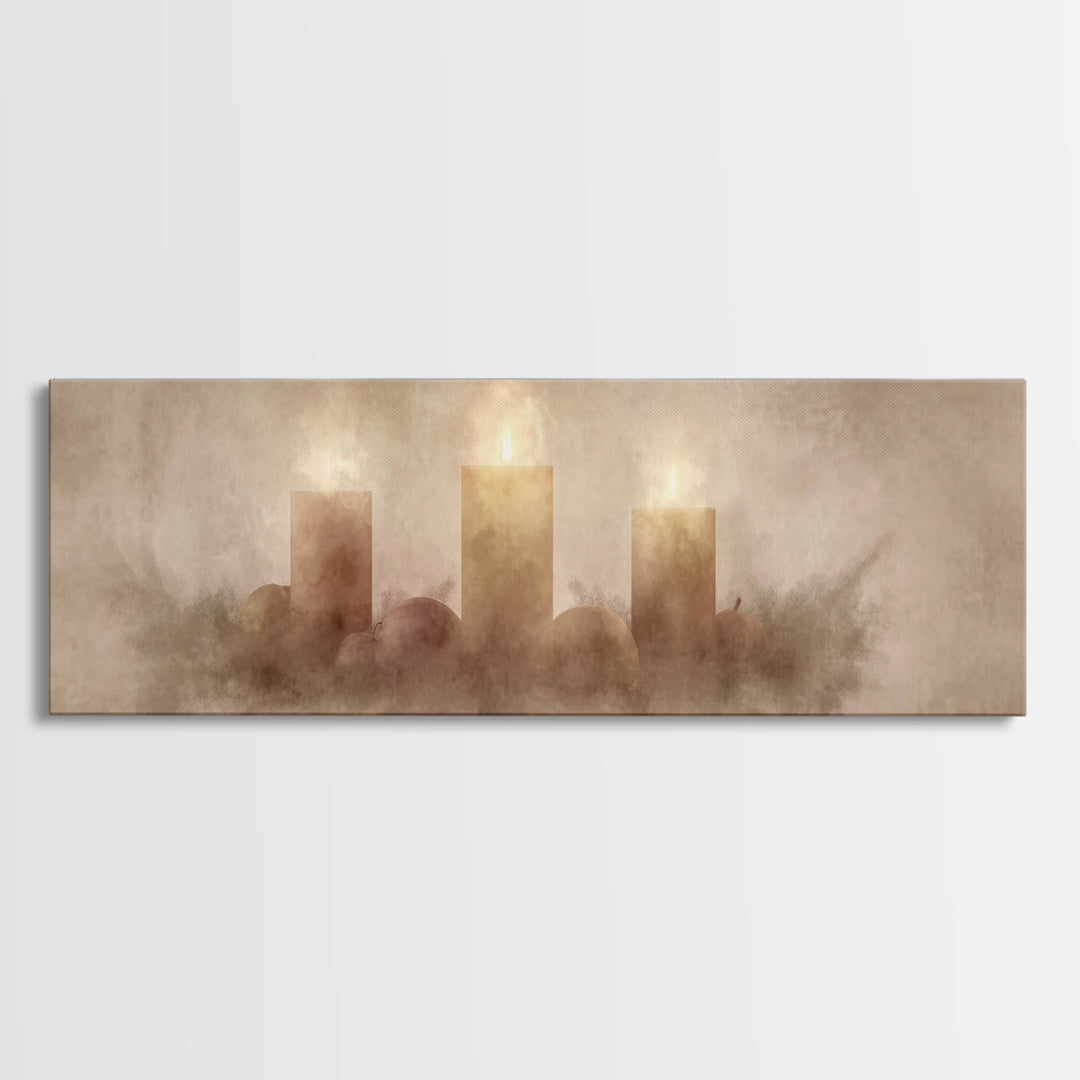 Radiant Advent Glow | Framed Canvas Print | Christian Christmas Art | Christian Wall Art | Christmas Canvas Wall Art | Panoramic Wall Art |