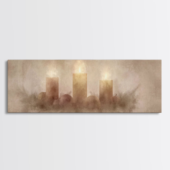 Radiant Advent Glow | Framed Canvas Print | Christian Christmas Art | Christian Wall Art | Christmas Canvas Wall Art | Panoramic Wall Art |