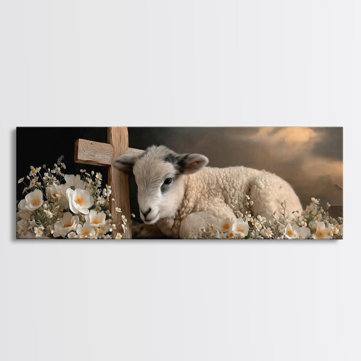 Cross Of Mercy | Framed Canvas Print | Christian Wall Art | Panoramic Print | Christian Art Work | Christmas Wall Art | Modern Christian Ar