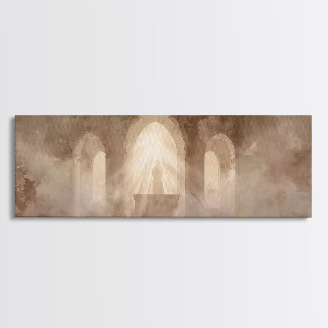 Sanctuary Light | Framed Canvas Print | Christian Wall Art | Christian Art Canvas | Jesus Painting | Panoramic Print | Christian Art