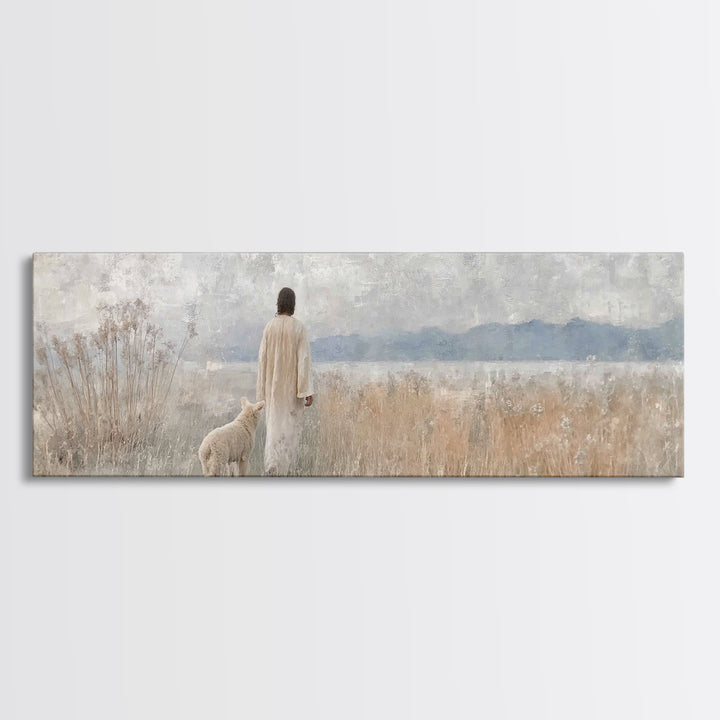 Grace In The Mist, Framed Canvas Print, Panoramic Painting, Christian Art Canvas, Jesus Painting, Christian Art, Christian Wall Art, Christ