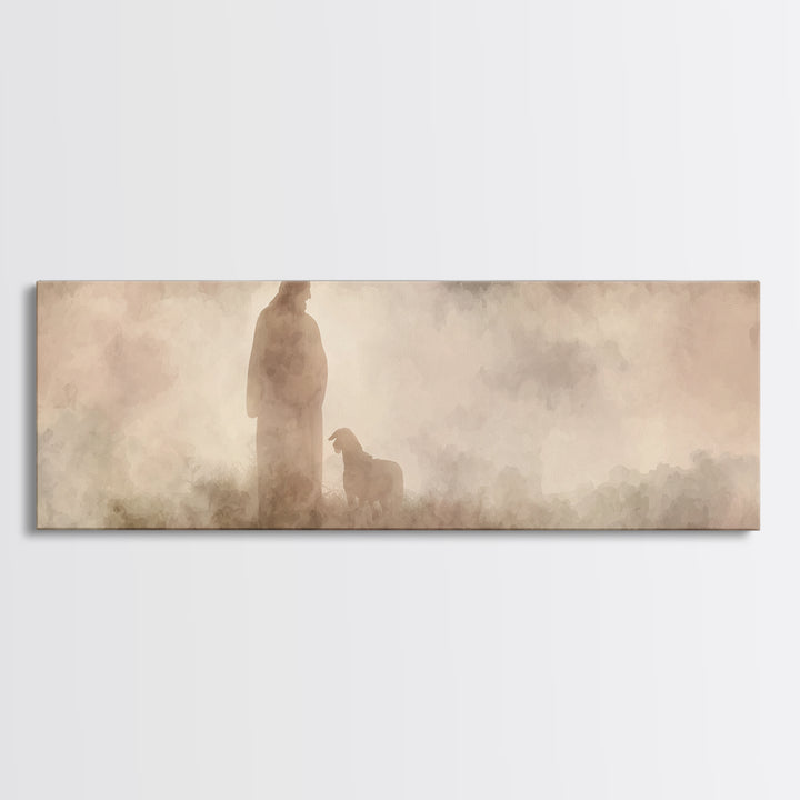 Hillside Shepherd Watch | Framed Canvas Print | Panoramic Print | Christian Art Canvas | Jesus Painting | Christian Wall Art | Christian Ar