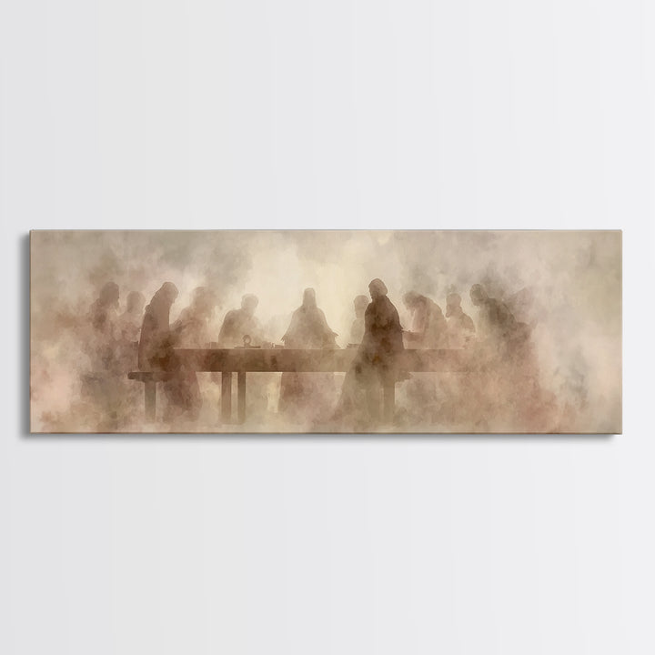 Last Supper Mist | Framed Canvas Print | Christian Art | Panoramic Art | Christian Wall Art | Christmas Art | Jesus Canvas Art