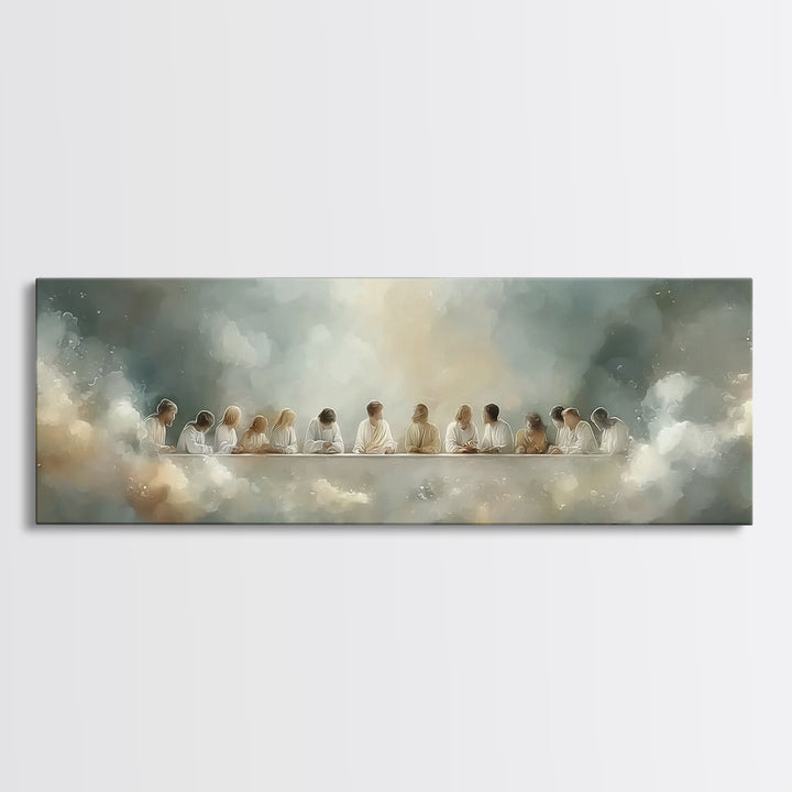 Radiant Fellowship, Framed Canvas Print, Christian Wall Art, Panoramic Wall Art, Christian Art Canvas, Jesus Painting, Christmas Art
