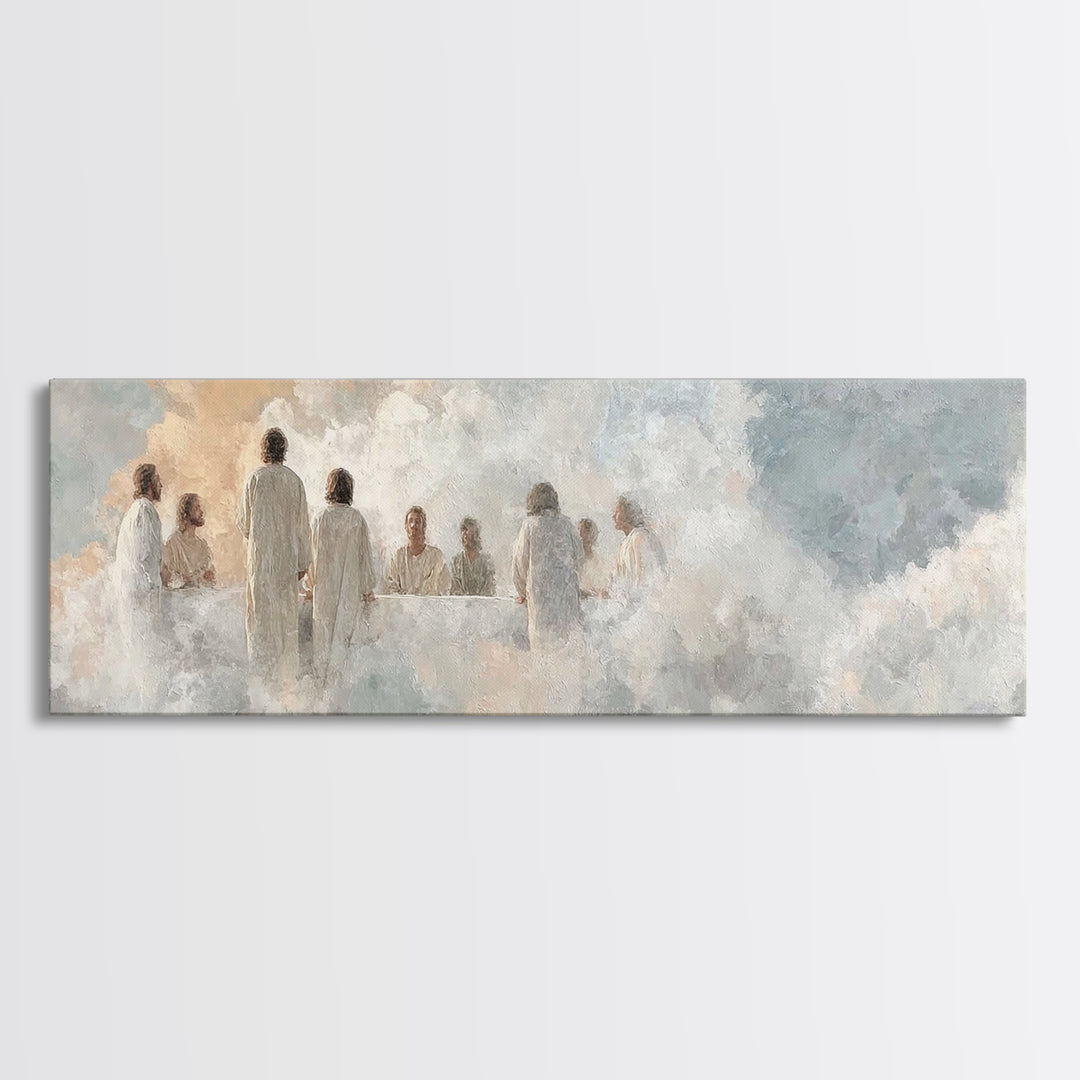Supper Of Light – Framed Canvas Print – Christian Art – Panoramic Art – Christian Wall Art – Jesus Christmas Art – Christian Decoration