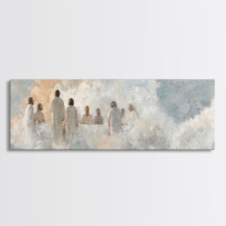 Supper Of Light – Framed Canvas Print – Christian Art – Panoramic Art – Christian Wall Art – Jesus Christmas Art – Christian Decoration