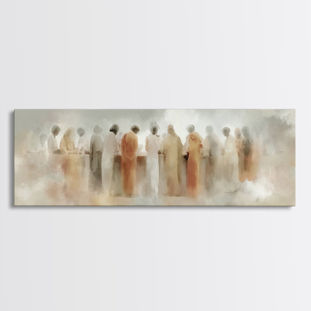 Cloudborne Gathering | Framed Canvas Print | Christian Art | Jesus Wall Art | Panoramic Painting | Christian Christmas Decor | Christian Ar