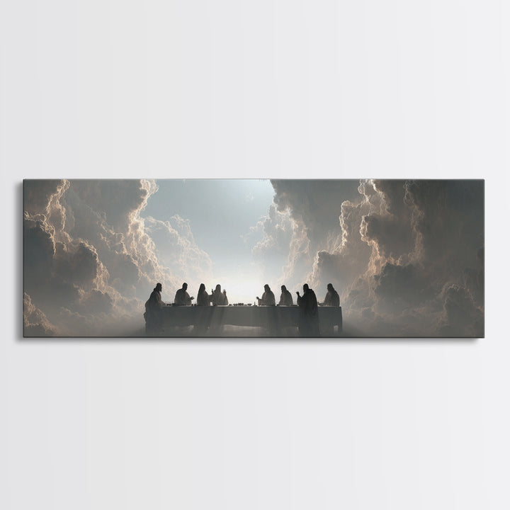 Heaven’s Table, Framed Canvas Print, Christian Art Canvas, Panoramic Print, Jesus Painting, Christian Wall Art, Christmas Art Prints