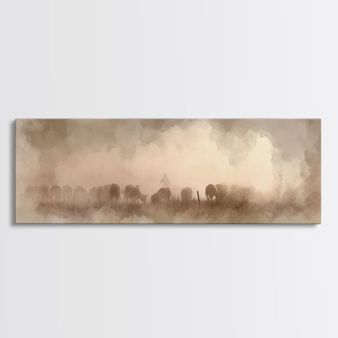 Fields Of Mercy – Framed Canvas Print – Christian Art Print – Panoramic Painting – Jesus Wall Art – Christian Decor – Christmas Art