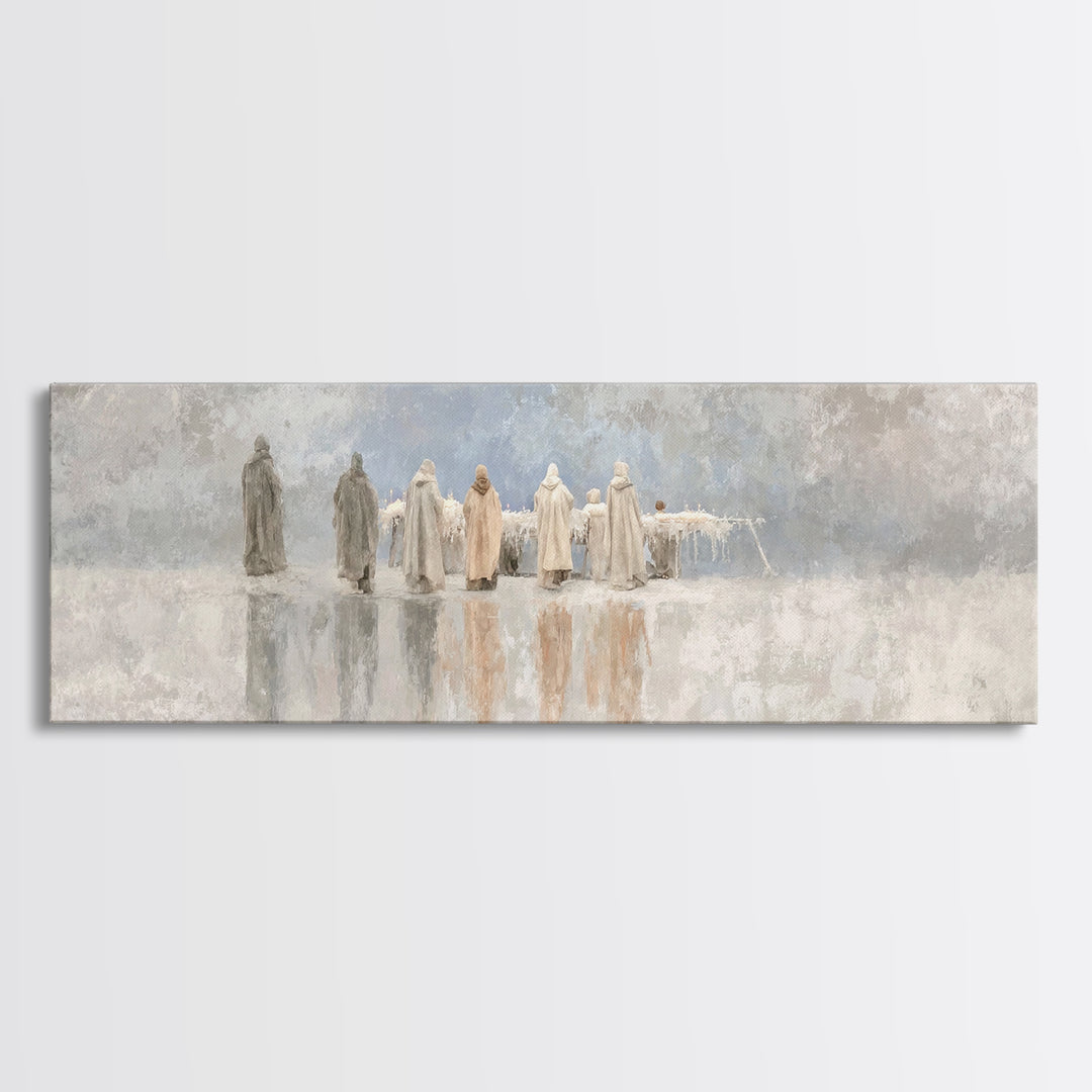 Welcoming Light | Framed Canvas Print | Christian Art Canvas | Panoramic Art | Framed Christmas Art | Christian Wall Art | Christmas Art