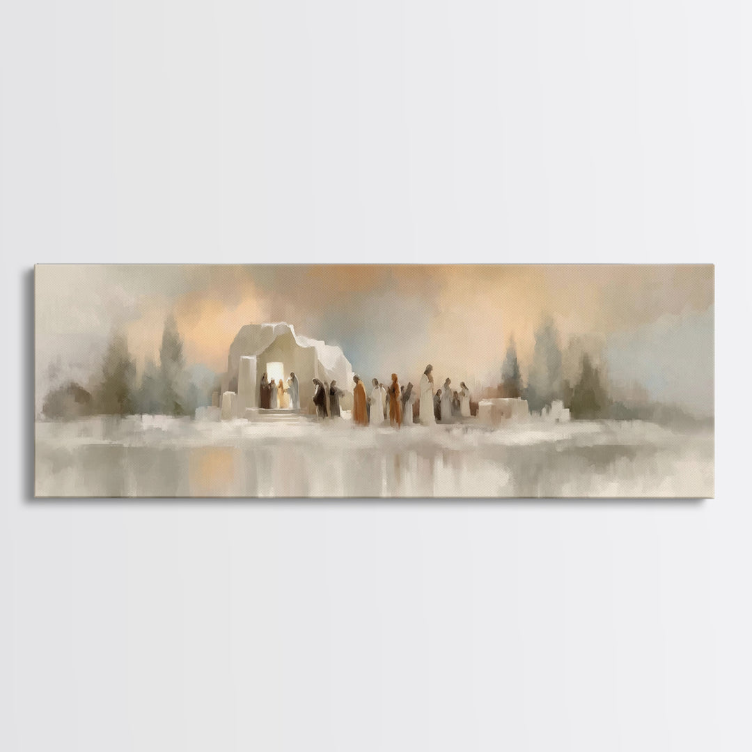 Glory In The Stable – Framed Canvas Print – Panoramic Wall Art – Christian Art Canvas – Christmas Art – Christian Christmas Decorations – C