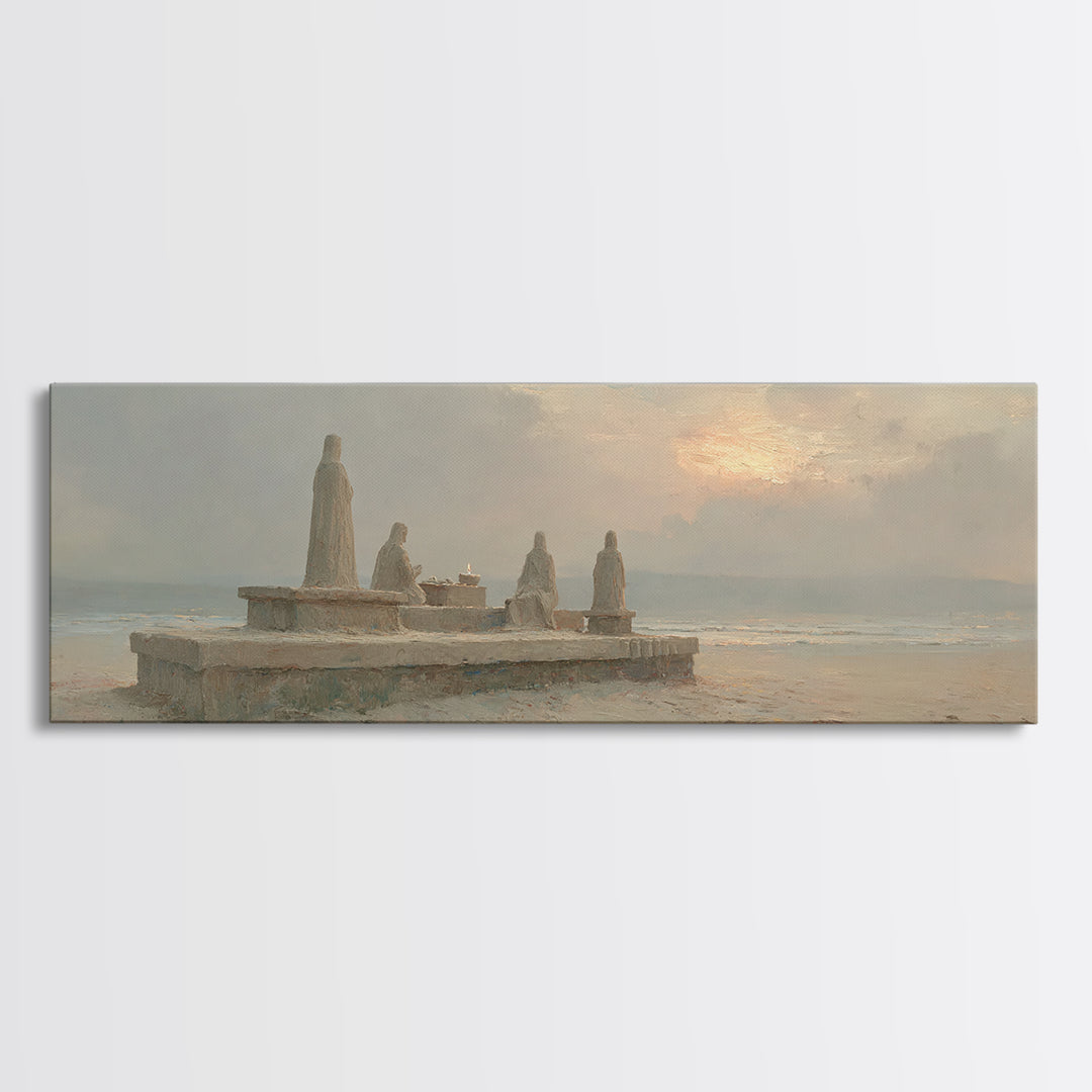 Seaside Offering Dawn | Framed Canvas Print | Christian Art Canvas | Christian Painting | Modern Christian Art | Panoramic Print | Christia