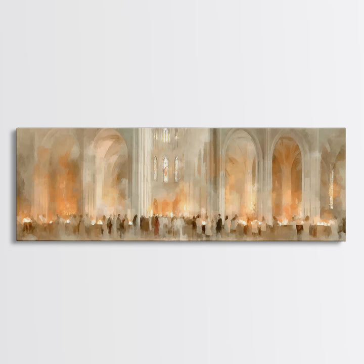 Procession Of Light, Framed Canvas Print, Christian Christmas Art, Panoramic Art, Christian Wall Art, Christmas Canvas Wall Art, Christian