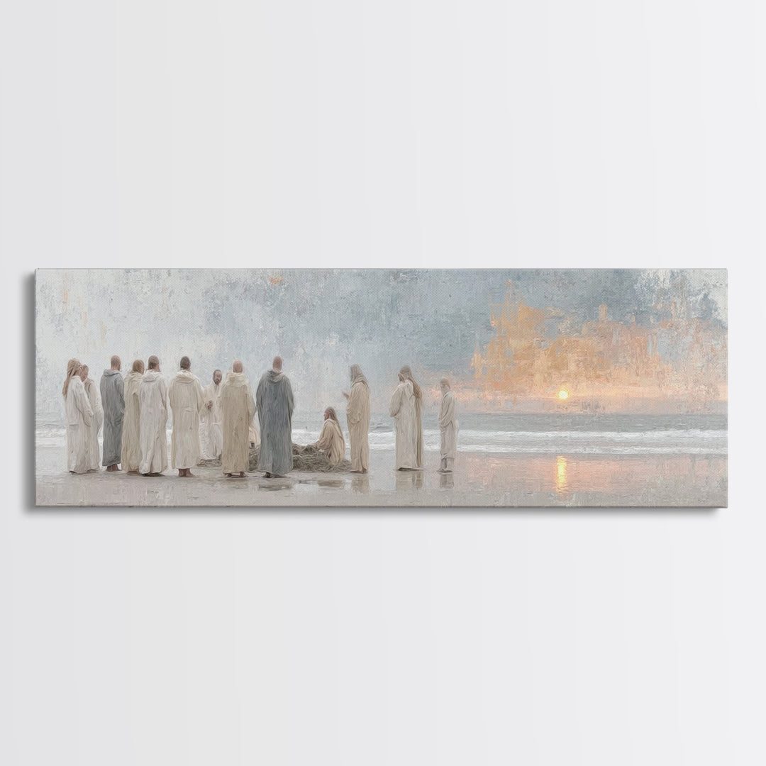 Ocean Circle Witness, Framed Canvas Print, Christian Art Prints, Christian Wall Art, Large Christian Painting, Panoramic Print, Christian C