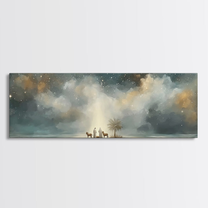 Little Holy Rest – Framed Canvas Print – Christian Christmas Art – Christian Art Canvas – Panoramic Painting – Jesus Christmas Art – Christ