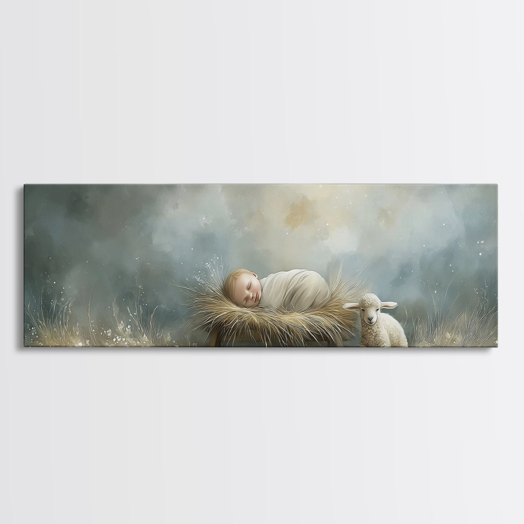 Holy Meadow Silence – Framed Canvas Print – Christian Wall Art – Christian Christmas Art – Panoramic Print – Jesus Painting – Christian Art