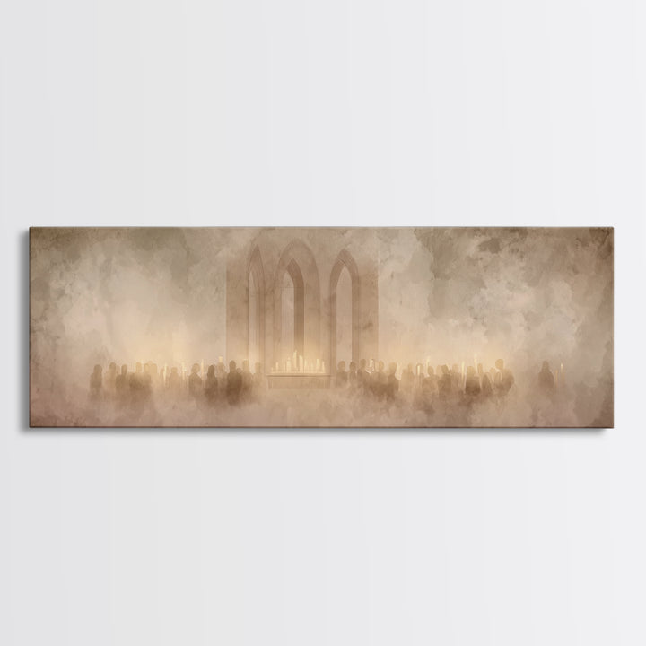 Sanctuary Of Glory – Framed Canvas Print – Christmas Art – Panoramic Art – Christian Wall Art – Christian Art Canvas – Christian Christmas