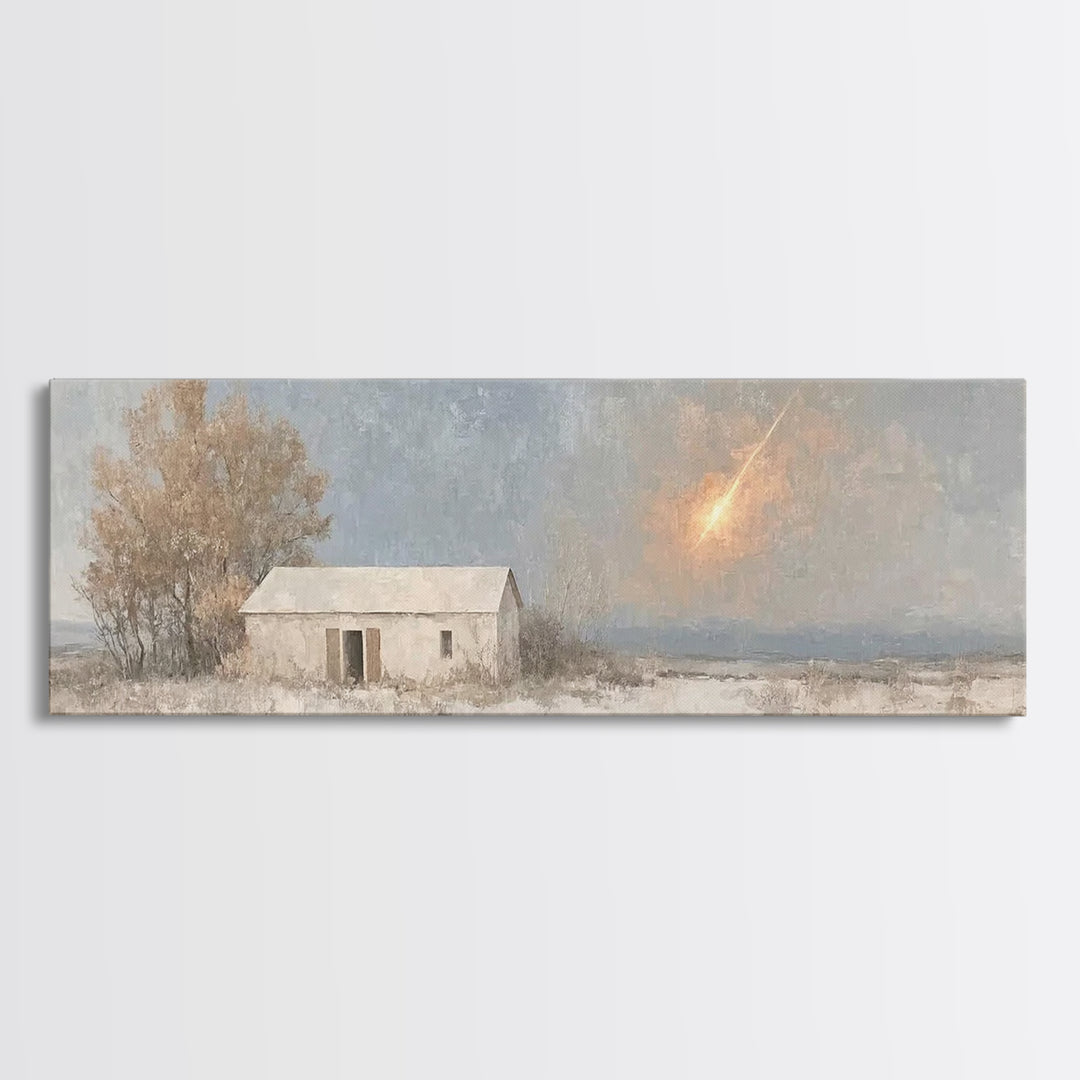 Silent Stable Light – Framed Canvas Print – Christian Art Canvas – Panoramic Wall Art – Christmas Art – Christian Wall Art – Jesus Painting