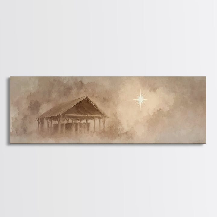 Morning Star Journey – Framed Canvas Print – Christian Art – Panoramic Art – Christmas Wall Art – Christian Art Canvas – Jesus Painting