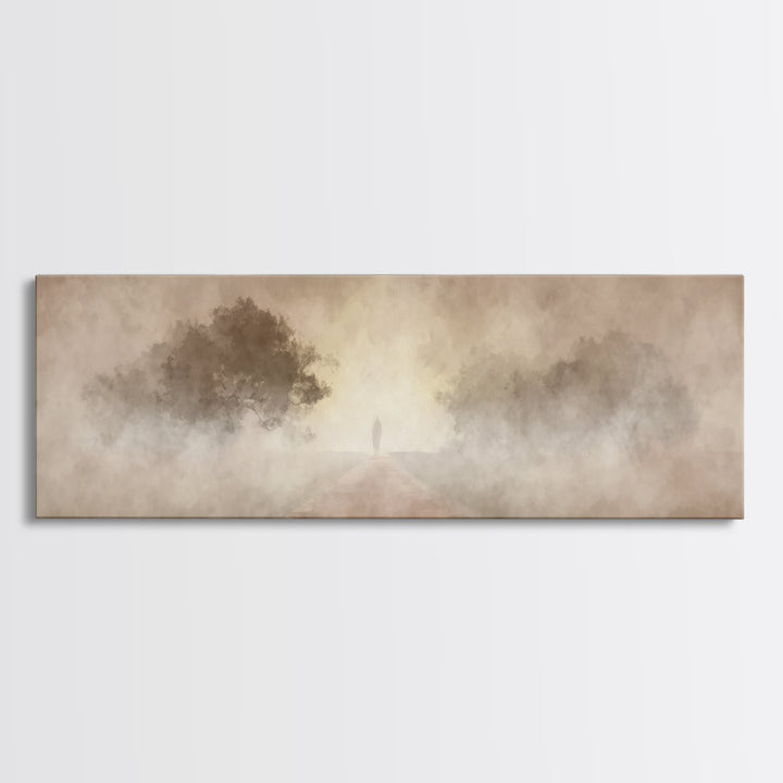 Solitary Road Grace | Framed Canvas Print | Christian Wall Art | Panoramic Frame | Christian Art | Christmas Art | Jesus Painting
