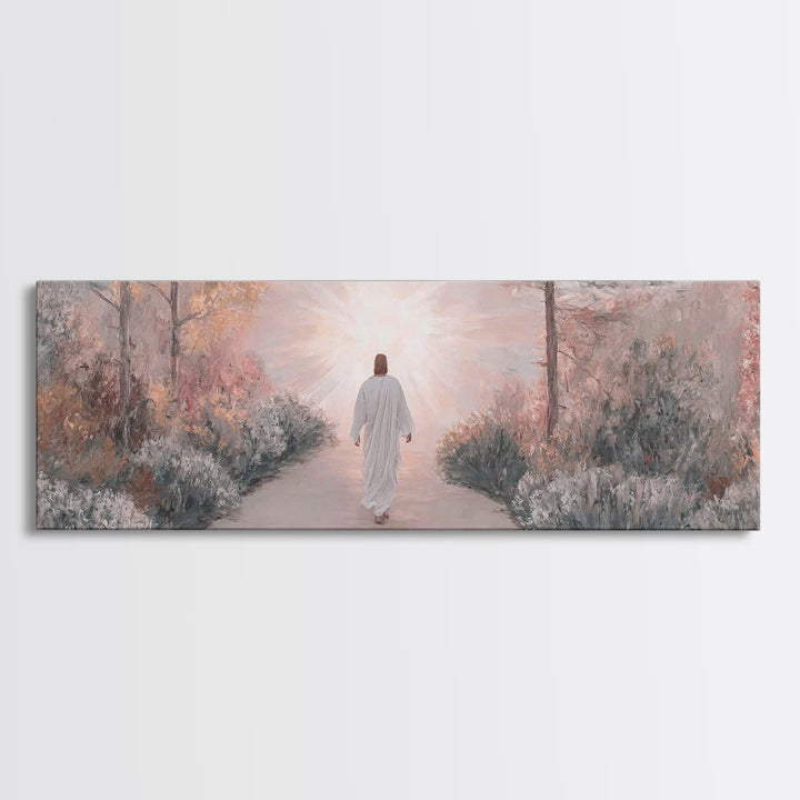 Garden Of His Peace | Framed Canvas Print | Panoramic Wall Art | Christian Art | Jesus Painting | Christian Art Canvas | Subtle Christian A