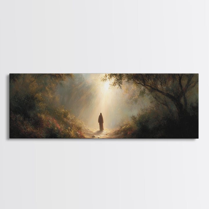 Valley Of Holy Dawn – Framed Canvas Print – Panoramic Print – Christian Art – Jesus Painting – Christian Wall Art – Modern Christian Painti