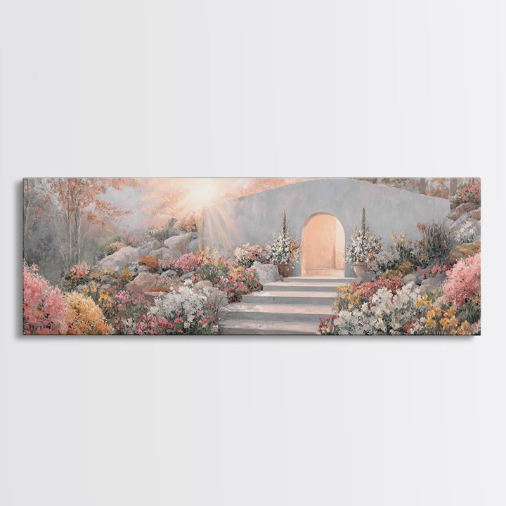 Sacred Forest Journey | Framed Canvas Print | Panoramic Frame | Christian Art | Jesus Painting | Christian Art Canvas | Moody Christian Art