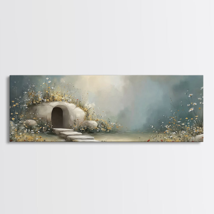 Heavenly Bloom Path | Framed Canvas Print | Christian Art Canvas | Christian Christmas Art | Panoramic Wall Art | Christian Wall Art | Jesu