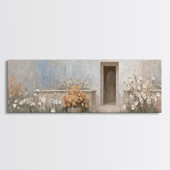 Radiant Stone Refuge – Framed Canvas Print – Christian Christmas Art – Panoramic Art – Christian Art Canvas – Jesus Painting – Christian Wa