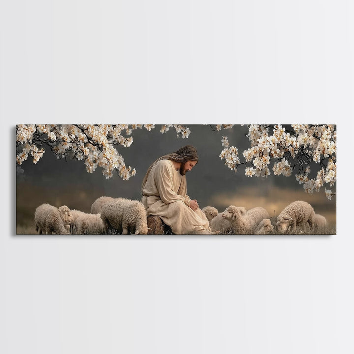 Stillness Of Grace | Framed Canvas Print | Panoramic Frame | Christian Wall Art | Christian Art Canvas | Christian Christmas Art | Jesus Pa
