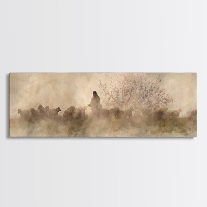 Mist Of Mercy | Framed Canvas Print | Panoramic Painting | Christian Wall Art | Christian Art Canvas | Christian Christmas Art | Jesus Pain