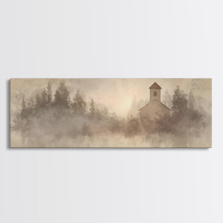 Sanctuary In Light – Framed Canvas Print – Panoramic Print – Christian Christmas Art – Christian Wall Art – Christian Art Canvas – Christia
