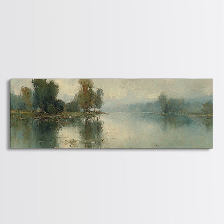 Riverland Peace Horizon | Framed Canvas Print | Christian Art Canvas | Panoramic Wall Art | Christian Painting | Christian Decor | Christma