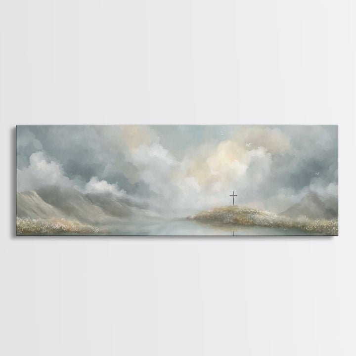 Light Of Redemption, Framed Canvas Print, Christian Painting, Panoramic Wall Art, Christian Art Canvas, Jesus Painting, Christian Decor