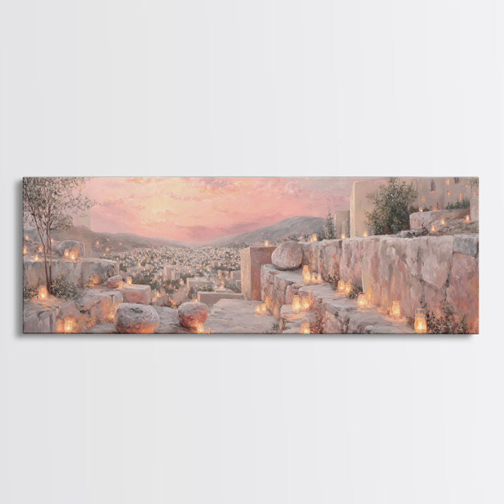 Lantern Path Blessing – Framed Canvas Print – Christian Art Print – Panoramic Wall Art – Christmas Art – Christian Wall Art – Christian Gif