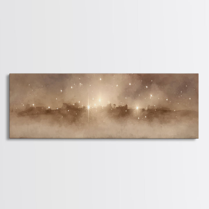 City Of Holy Light – Framed Canvas Print – Christian Art – Panoramic Frame – Christmas Art – Christian Christmas Art – Christian Art Canvas