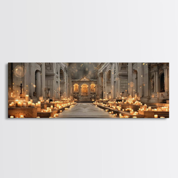 Sanctuary Of Glory, Framed Canvas Print, Christian Wall Art, Christmas Art, Panoramic Painting, Christian Art Canvas, Christian Decorations