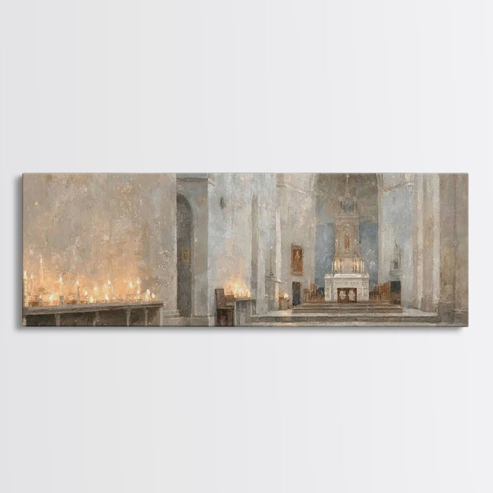 Holy Quiet Evening | Framed Canvas Print | Christian Art Canvas | Panoramic Frame | Christmas Art | Christian Wall Art | Christian Decor