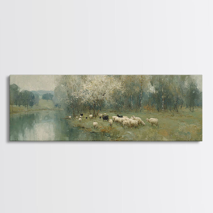 Pasture Of Peace – Framed Canvas Print – Christian Wall Art – Christian Art Canvas – Panoramic Painting – Jesus Painting – Christian Decor