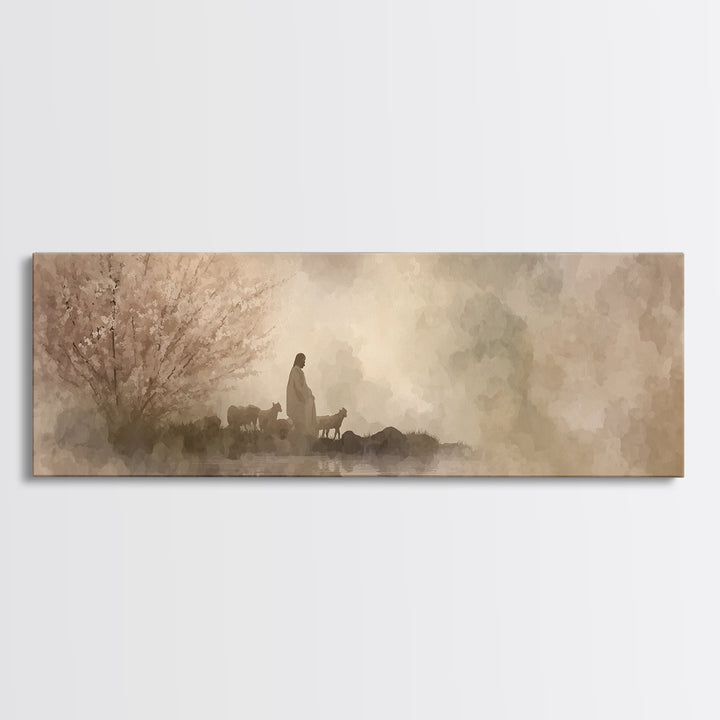 Heaven’s Gentle Gathering | Framed Canvas Print | Panoramic Art | Christian Art Canvas | Jesus Painting | Christian Wall Art | Christian De