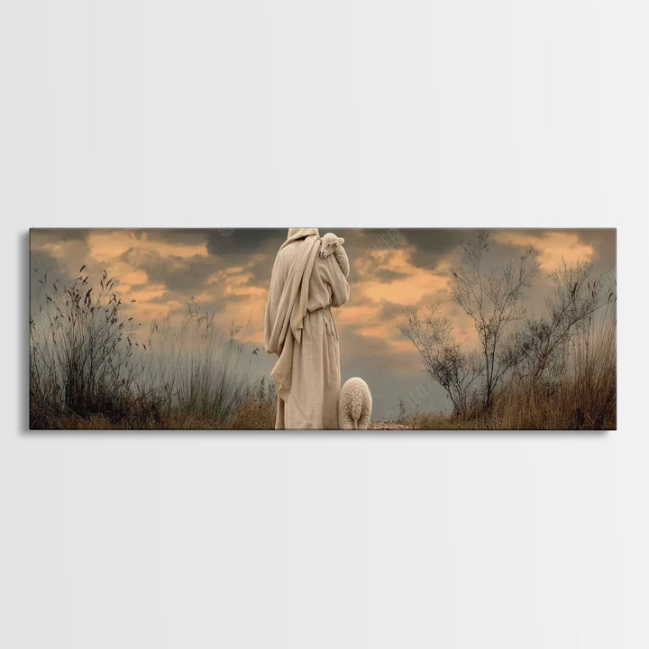 Shepherds Of Dawn – Framed Canvas Print – Christian Wall Art – Jesus Painting – Panoramic Art – Christian Art Canvas – Christian Christmas
