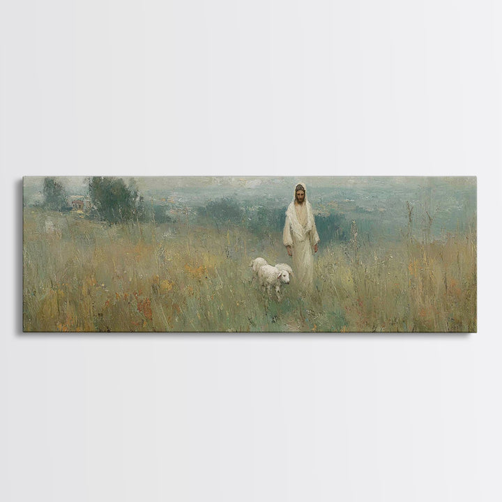 Fields Of Mercy | Framed Canvas Print | Christian Art Canvas | Jesus Wall Art | Panoramic Painting | Christian Christmas Art | Modern Chris